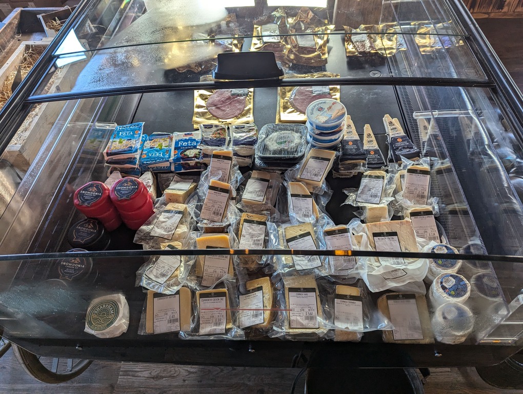 Cheese and deli goods in the counter